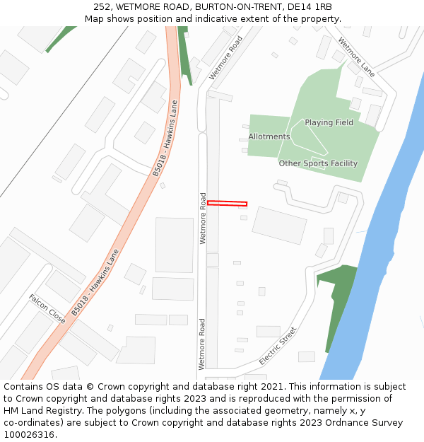 252, WETMORE ROAD, BURTON-ON-TRENT, DE14 1RB: Location map and indicative extent of plot