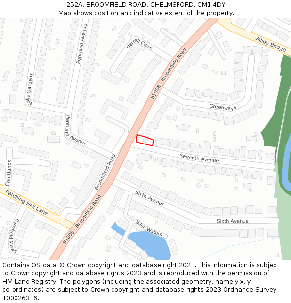 252A, BROOMFIELD ROAD, CHELMSFORD, CM1 4DY: Location map and indicative extent of plot