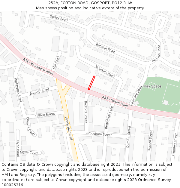 252A, FORTON ROAD, GOSPORT, PO12 3HW: Location map and indicative extent of plot