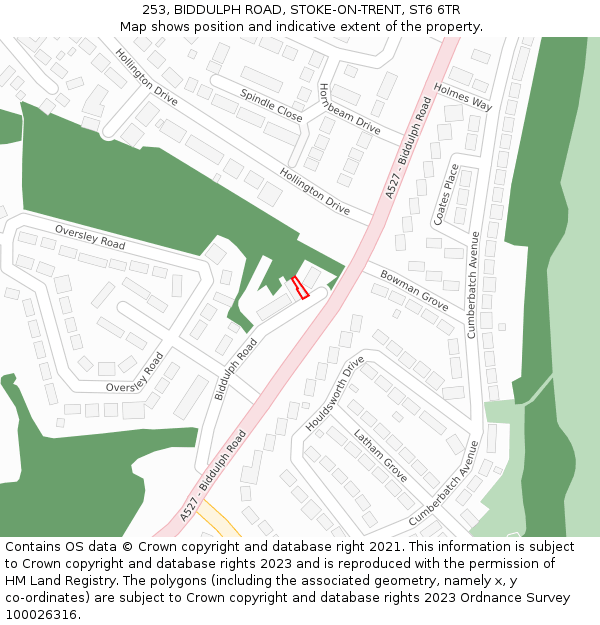 253, BIDDULPH ROAD, STOKE-ON-TRENT, ST6 6TR: Location map and indicative extent of plot