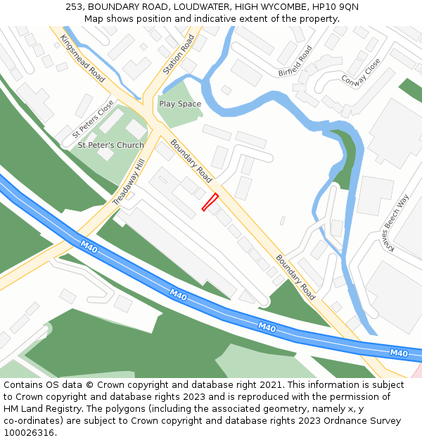 253, BOUNDARY ROAD, LOUDWATER, HIGH WYCOMBE, HP10 9QN: Location map and indicative extent of plot