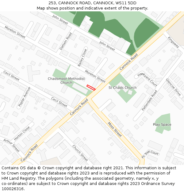253, CANNOCK ROAD, CANNOCK, WS11 5DD: Location map and indicative extent of plot