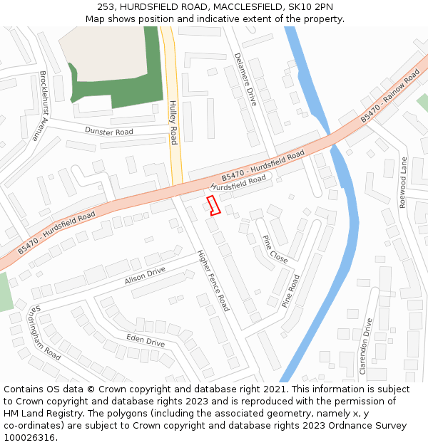 253, HURDSFIELD ROAD, MACCLESFIELD, SK10 2PN: Location map and indicative extent of plot