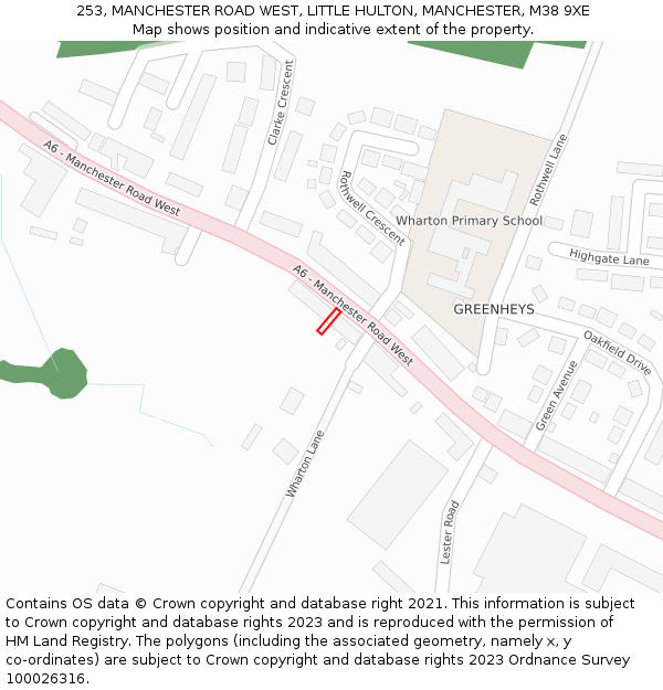 253, MANCHESTER ROAD WEST, LITTLE HULTON, MANCHESTER, M38 9XE: Location map and indicative extent of plot