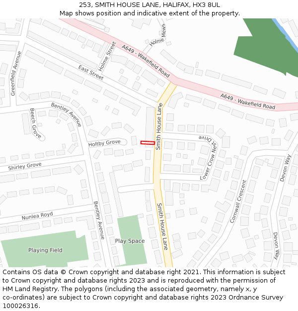 253, SMITH HOUSE LANE, HALIFAX, HX3 8UL: Location map and indicative extent of plot