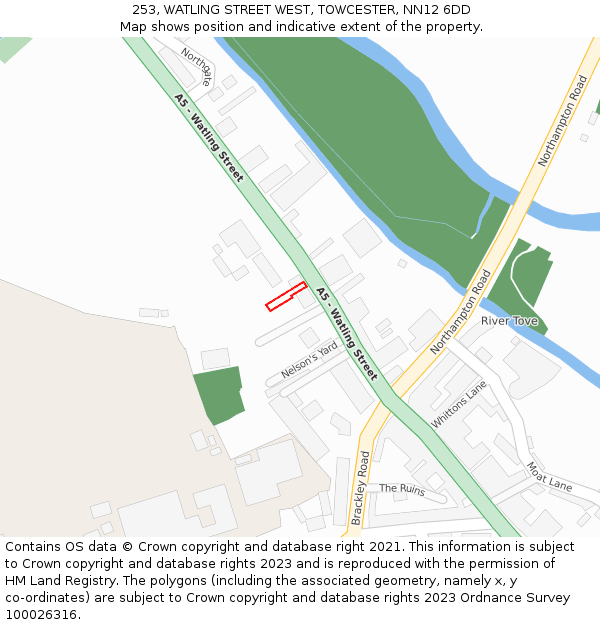 253, WATLING STREET WEST, TOWCESTER, NN12 6DD: Location map and indicative extent of plot