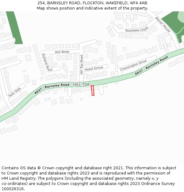254, BARNSLEY ROAD, FLOCKTON, WAKEFIELD, WF4 4AB: Location map and indicative extent of plot