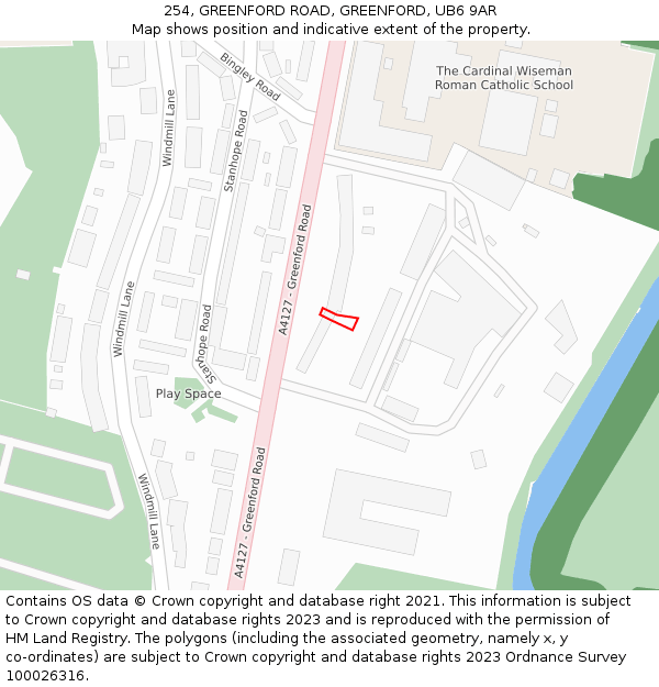 254, GREENFORD ROAD, GREENFORD, UB6 9AR: Location map and indicative extent of plot