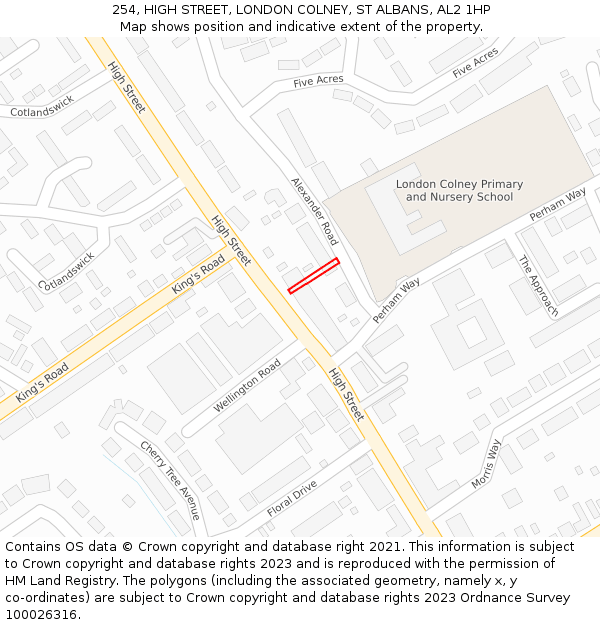 254, HIGH STREET, LONDON COLNEY, ST ALBANS, AL2 1HP: Location map and indicative extent of plot