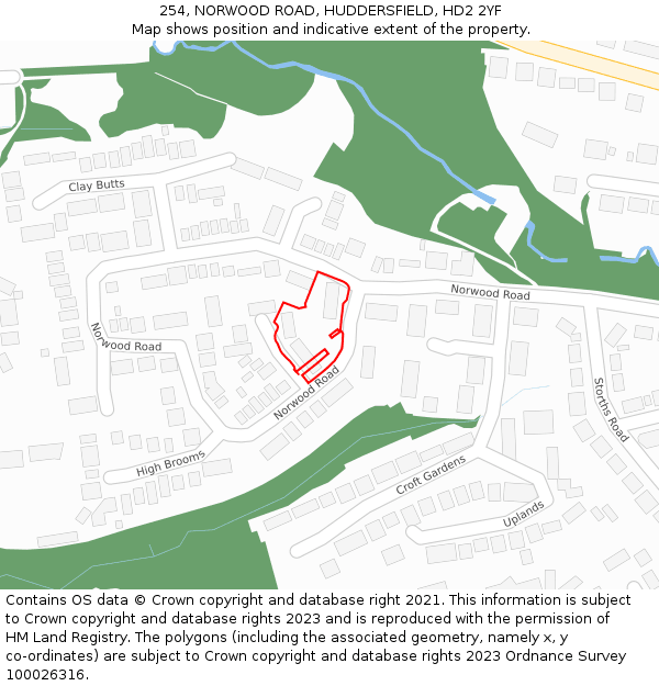 254, NORWOOD ROAD, HUDDERSFIELD, HD2 2YF: Location map and indicative extent of plot