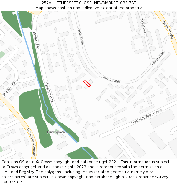 254A, HETHERSETT CLOSE, NEWMARKET, CB8 7AT: Location map and indicative extent of plot