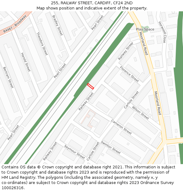 255, RAILWAY STREET, CARDIFF, CF24 2ND: Location map and indicative extent of plot