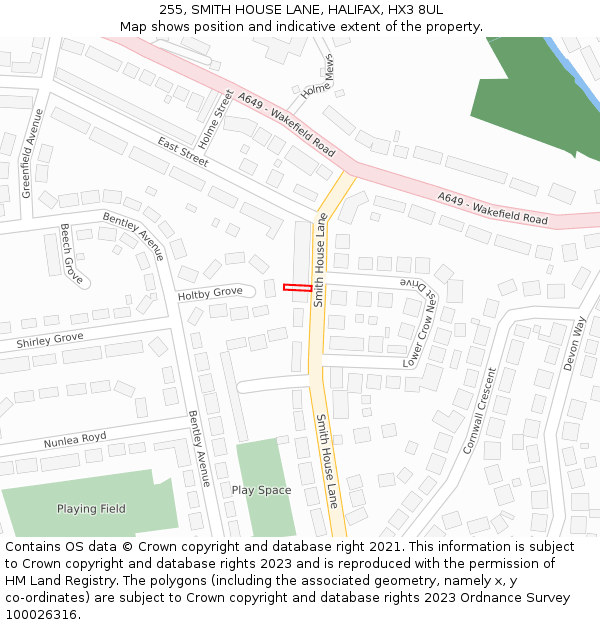 255, SMITH HOUSE LANE, HALIFAX, HX3 8UL: Location map and indicative extent of plot