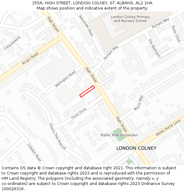 255A, HIGH STREET, LONDON COLNEY, ST. ALBANS, AL2 1HA: Location map and indicative extent of plot