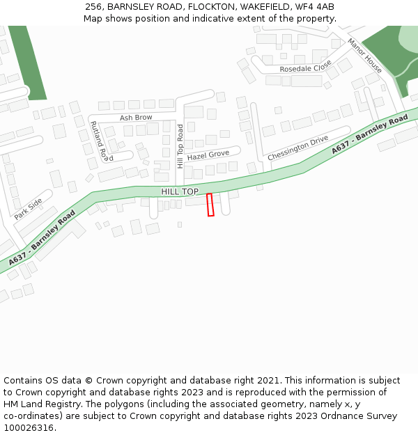 256, BARNSLEY ROAD, FLOCKTON, WAKEFIELD, WF4 4AB: Location map and indicative extent of plot