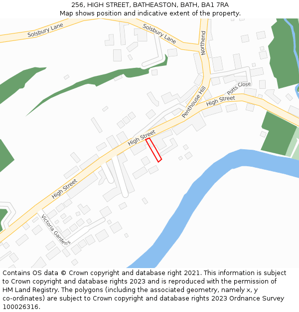 256, HIGH STREET, BATHEASTON, BATH, BA1 7RA: Location map and indicative extent of plot