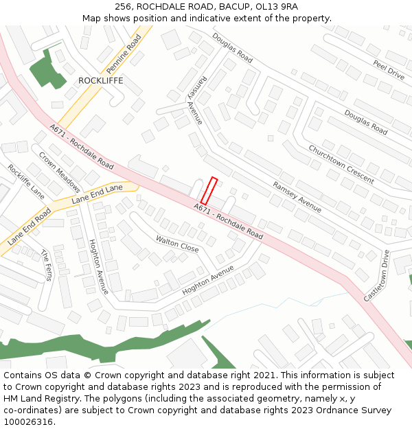 256, ROCHDALE ROAD, BACUP, OL13 9RA: Location map and indicative extent of plot