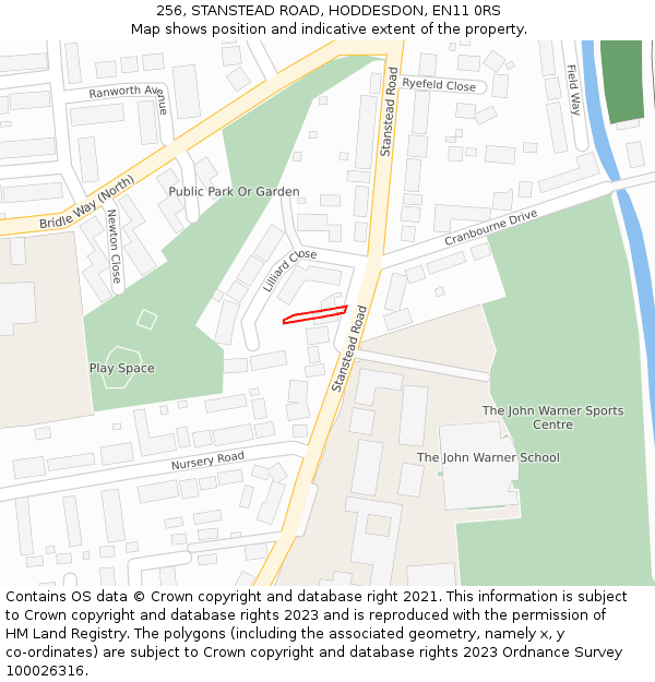 256, STANSTEAD ROAD, HODDESDON, EN11 0RS: Location map and indicative extent of plot