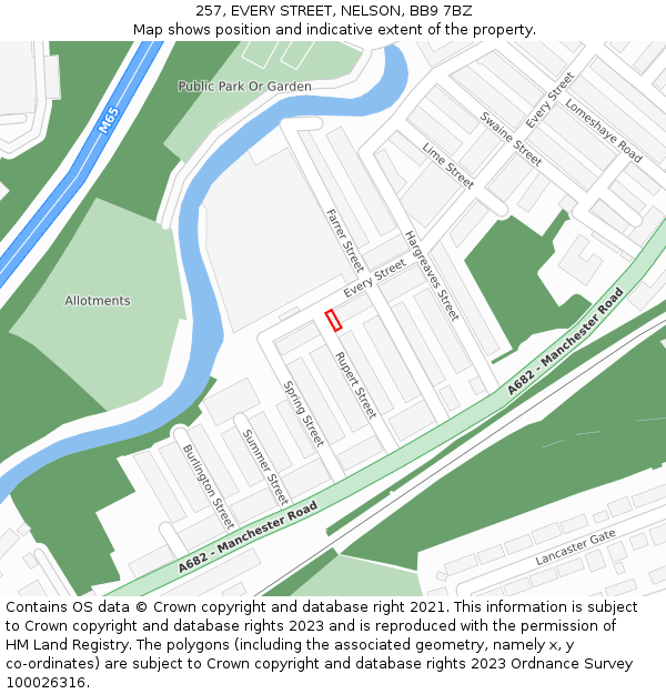 257, EVERY STREET, NELSON, BB9 7BZ: Location map and indicative extent of plot