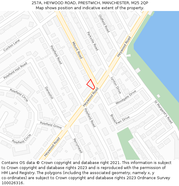 257A, HEYWOOD ROAD, PRESTWICH, MANCHESTER, M25 2QP: Location map and indicative extent of plot