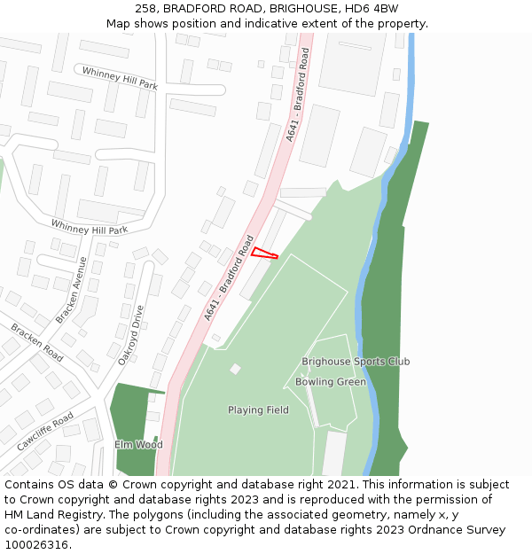 258, BRADFORD ROAD, BRIGHOUSE, HD6 4BW: Location map and indicative extent of plot