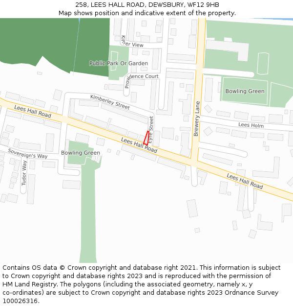 258, LEES HALL ROAD, DEWSBURY, WF12 9HB: Location map and indicative extent of plot