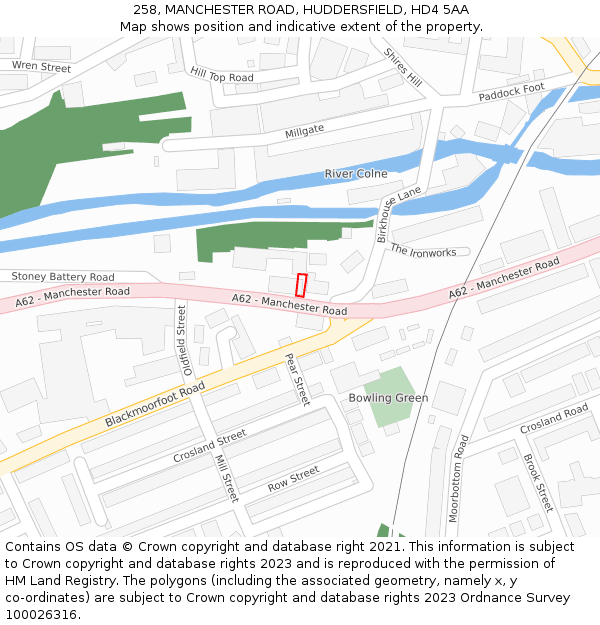 258, MANCHESTER ROAD, HUDDERSFIELD, HD4 5AA: Location map and indicative extent of plot