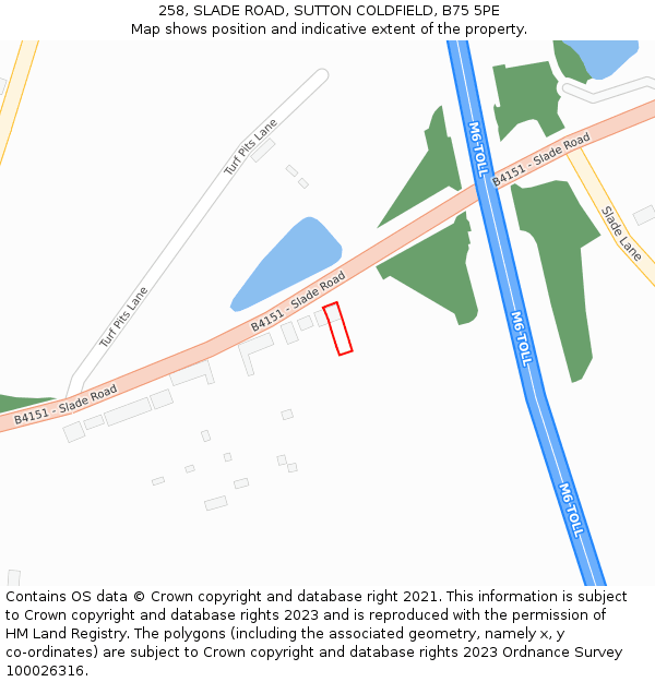 258, SLADE ROAD, SUTTON COLDFIELD, B75 5PE: Location map and indicative extent of plot