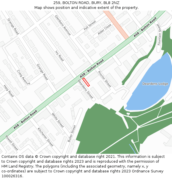 259, BOLTON ROAD, BURY, BL8 2NZ: Location map and indicative extent of plot