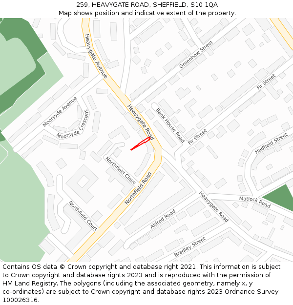 259, HEAVYGATE ROAD, SHEFFIELD, S10 1QA: Location map and indicative extent of plot