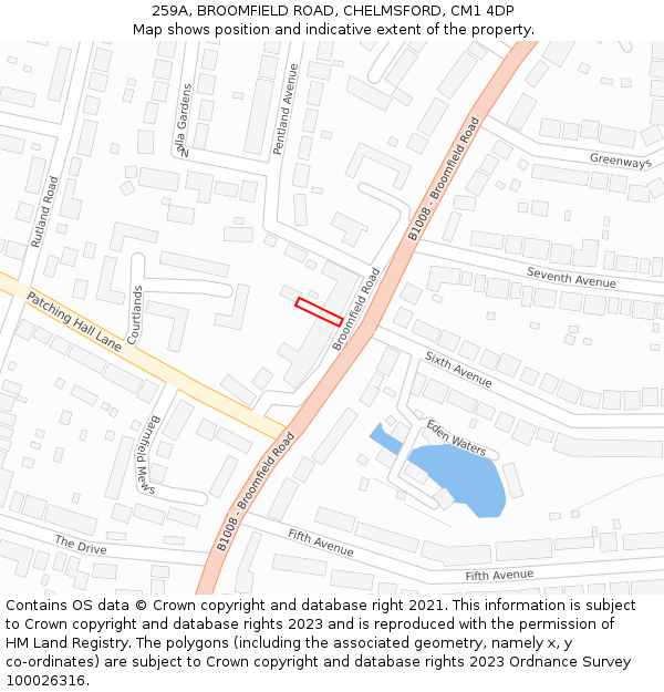 259A, BROOMFIELD ROAD, CHELMSFORD, CM1 4DP: Location map and indicative extent of plot