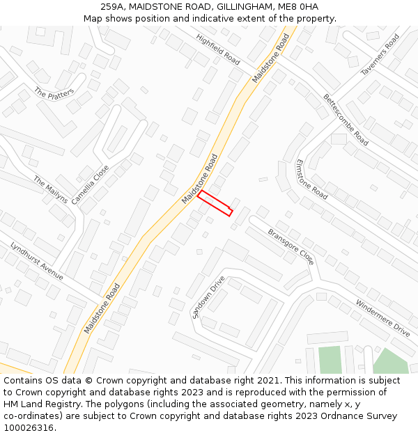 259A, MAIDSTONE ROAD, GILLINGHAM, ME8 0HA: Location map and indicative extent of plot