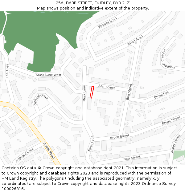 25A, BARR STREET, DUDLEY, DY3 2LZ: Location map and indicative extent of plot