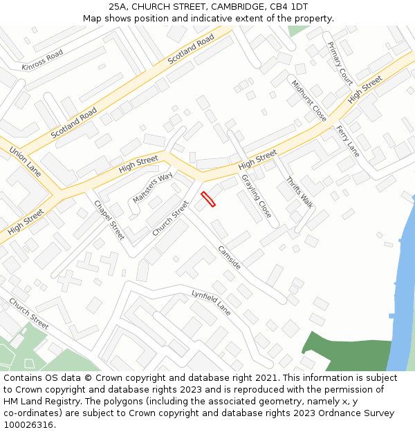 25A, CHURCH STREET, CAMBRIDGE, CB4 1DT: Location map and indicative extent of plot