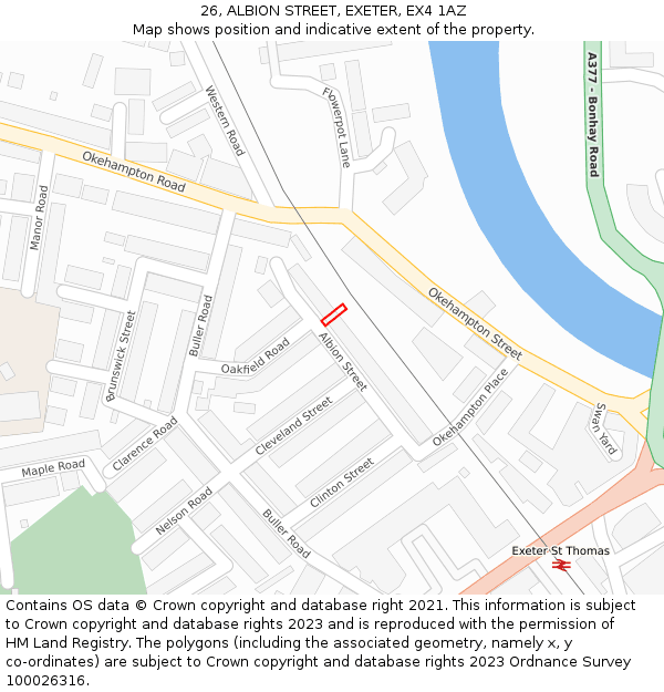 26, ALBION STREET, EXETER, EX4 1AZ: Location map and indicative extent of plot