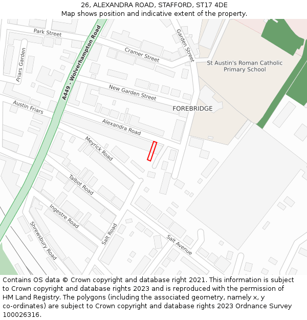 26, ALEXANDRA ROAD, STAFFORD, ST17 4DE: Location map and indicative extent of plot