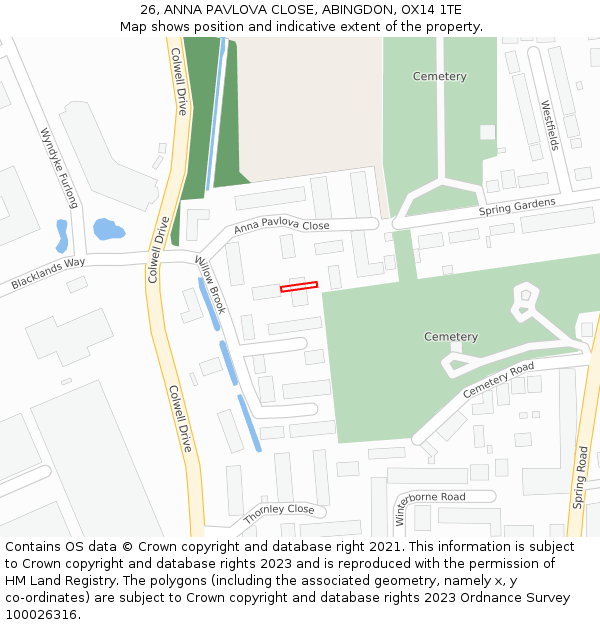26, ANNA PAVLOVA CLOSE, ABINGDON, OX14 1TE: Location map and indicative extent of plot