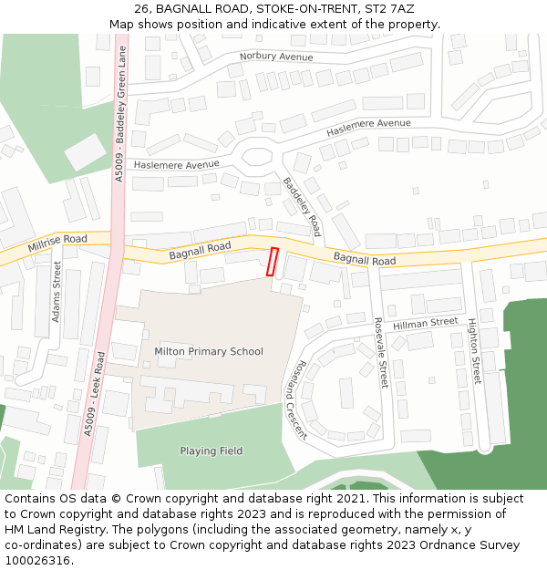 26, BAGNALL ROAD, STOKE-ON-TRENT, ST2 7AZ: Location map and indicative extent of plot