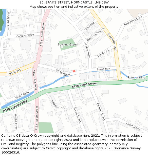 26, BANKS STREET, HORNCASTLE, LN9 5BW: Location map and indicative extent of plot