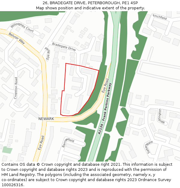 26, BRADEGATE DRIVE, PETERBOROUGH, PE1 4SP: Location map and indicative extent of plot