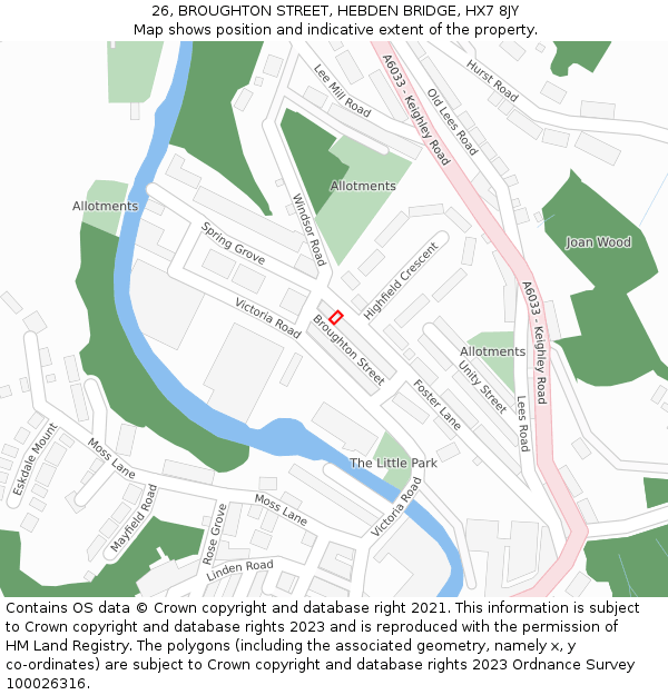 26, BROUGHTON STREET, HEBDEN BRIDGE, HX7 8JY: Location map and indicative extent of plot
