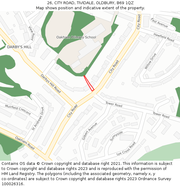 26, CITY ROAD, TIVIDALE, OLDBURY, B69 1QZ: Location map and indicative extent of plot