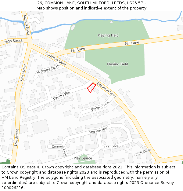 26, COMMON LANE, SOUTH MILFORD, LEEDS, LS25 5BU: Location map and indicative extent of plot