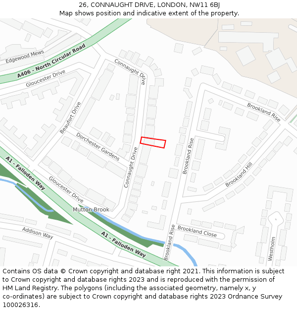26, CONNAUGHT DRIVE, LONDON, NW11 6BJ: Location map and indicative extent of plot