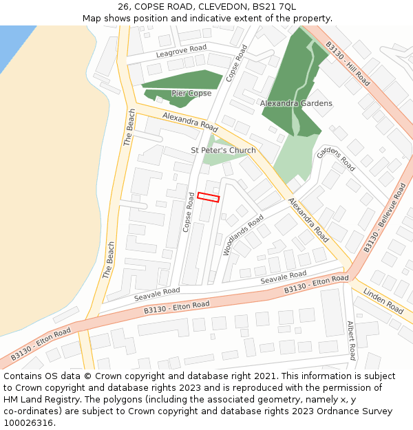26, COPSE ROAD, CLEVEDON, BS21 7QL: Location map and indicative extent of plot