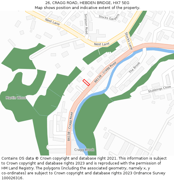 26, CRAGG ROAD, HEBDEN BRIDGE, HX7 5EG: Location map and indicative extent of plot