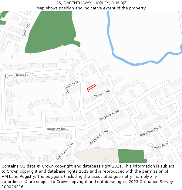 26, DARENTH WAY, HORLEY, RH6 8JZ: Location map and indicative extent of plot