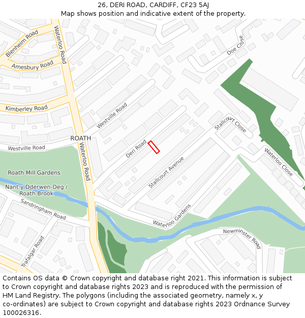 26, DERI ROAD, CARDIFF, CF23 5AJ: Location map and indicative extent of plot