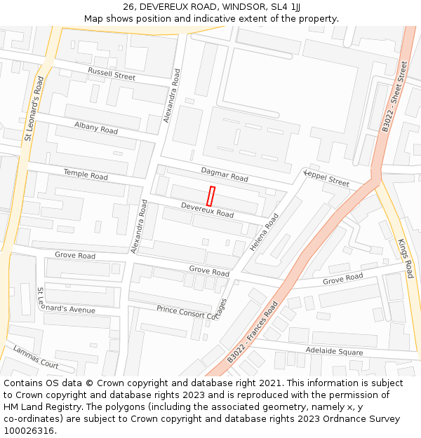 26, DEVEREUX ROAD, WINDSOR, SL4 1JJ: Location map and indicative extent of plot