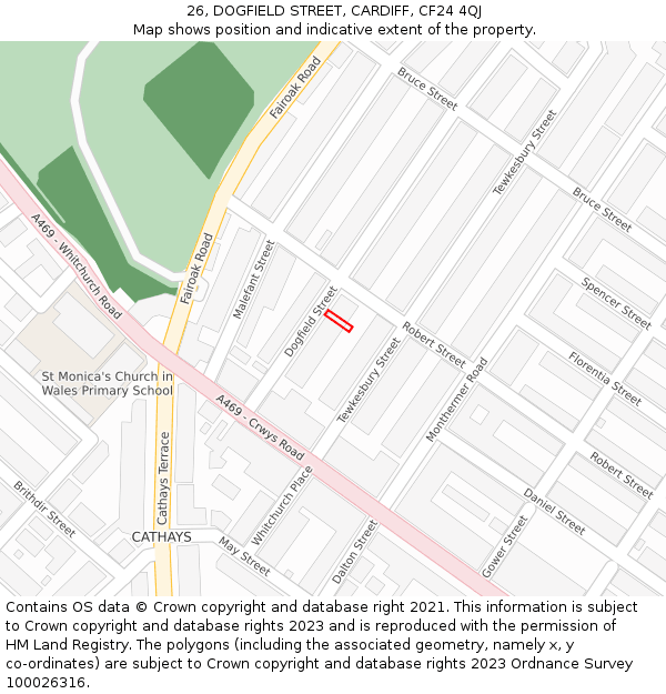 26, DOGFIELD STREET, CARDIFF, CF24 4QJ: Location map and indicative extent of plot